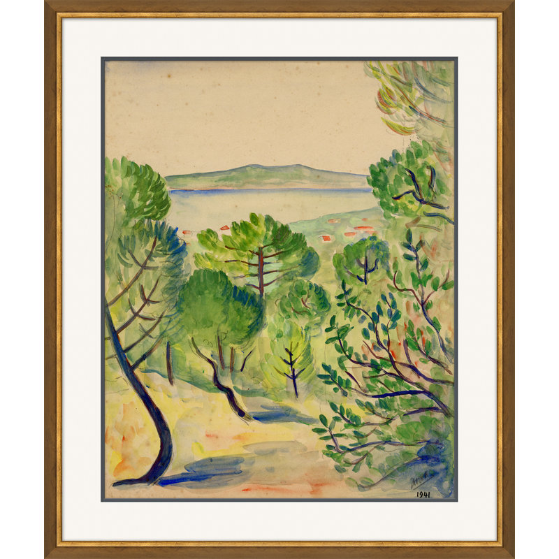Paysage primitif - Peinture encadrée sur papier