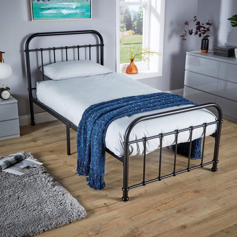 Timothea Vintage Style Metal Bed Frame - Black, Single (3‘)