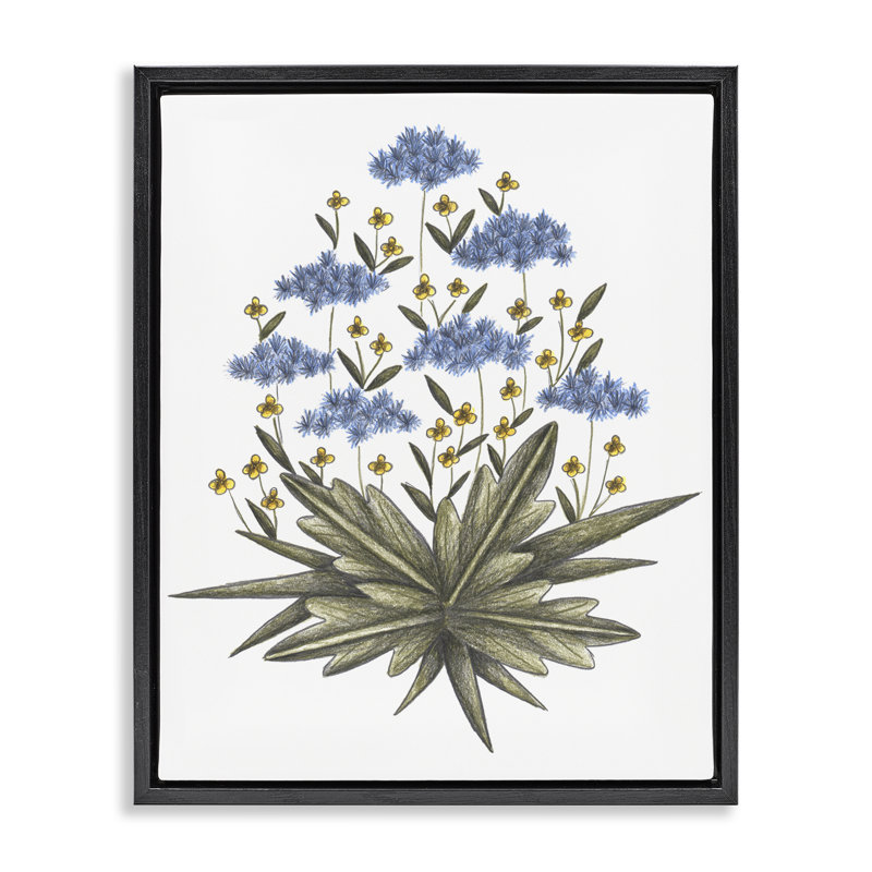 Cadre flottant Where Wild Flowers, design par Cecilia Battaini, Cadre flottant noir de jais, H 21 po x l 17 po