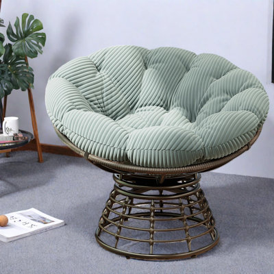 Ergonomic Steel Wicker Accent Chair, Modern Swivel Rattan For Indoor Outdoor