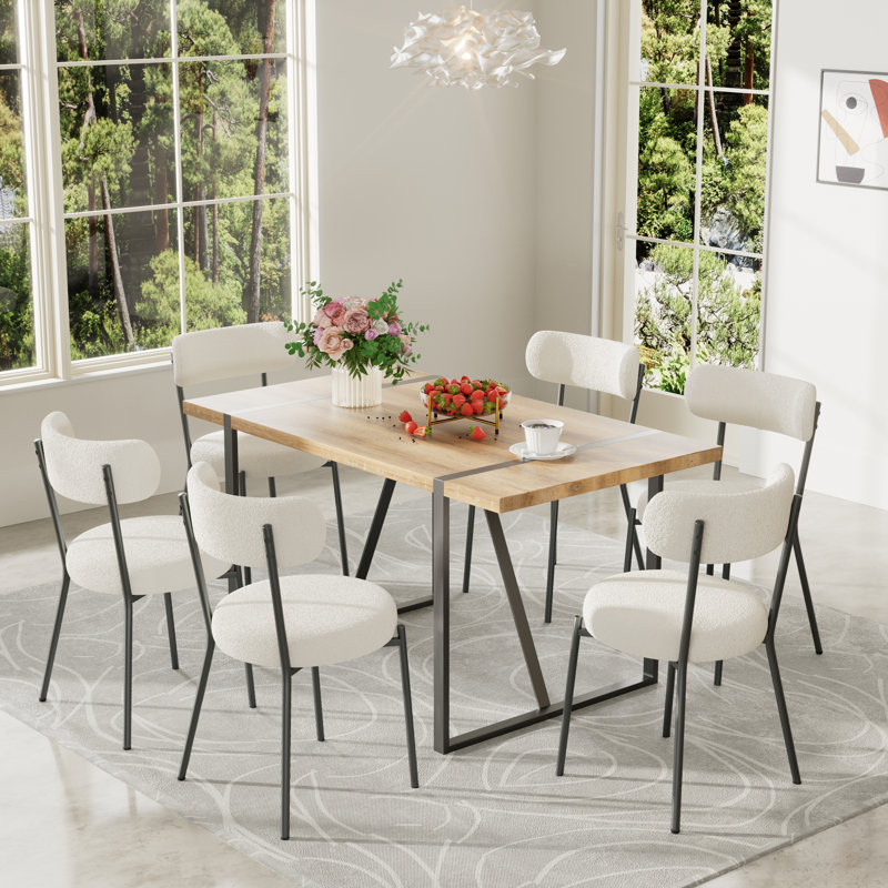 Ensemble de table de salle à manger rectangulaire, Blanc