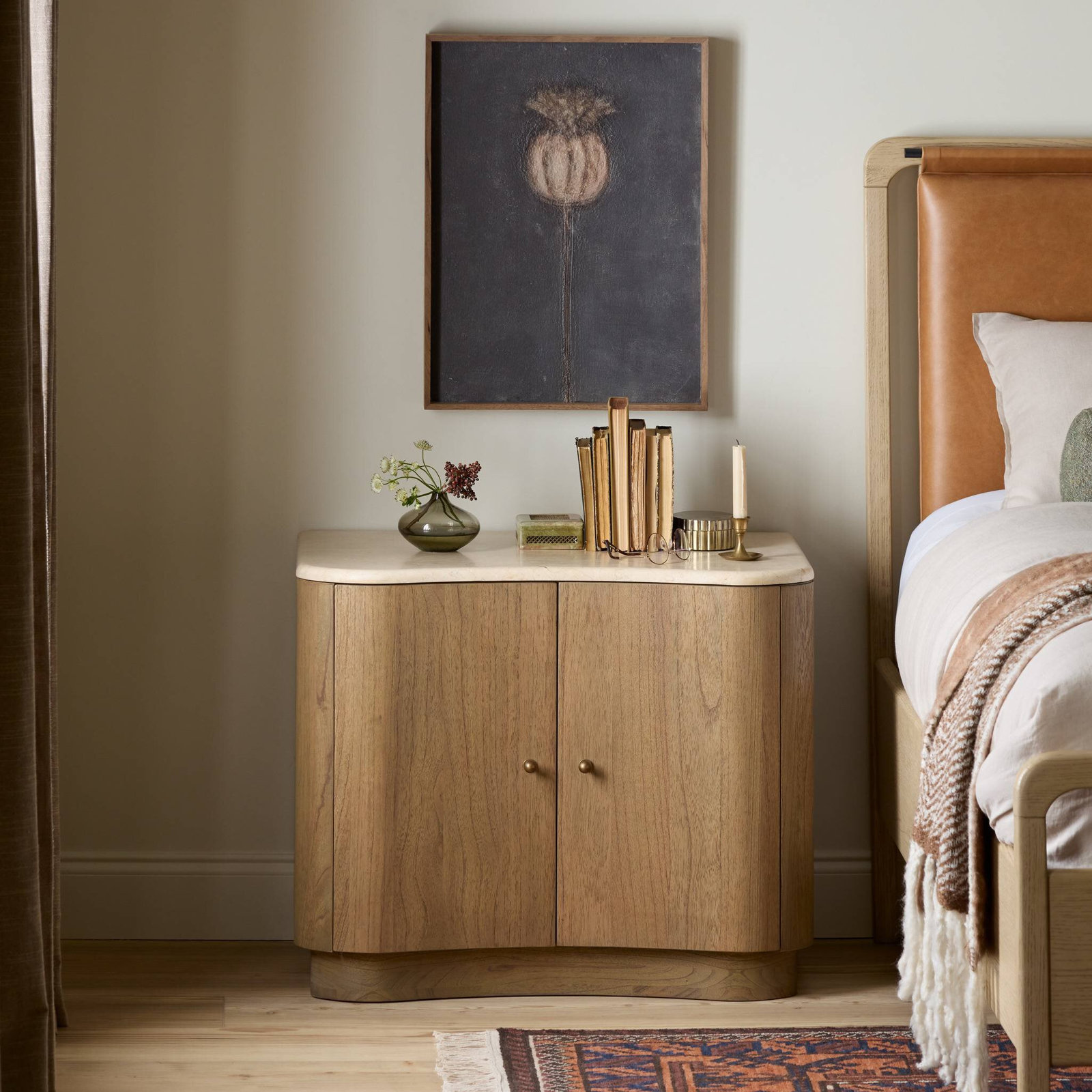 2-Door Nightstand, Sandy Mindi Veneer