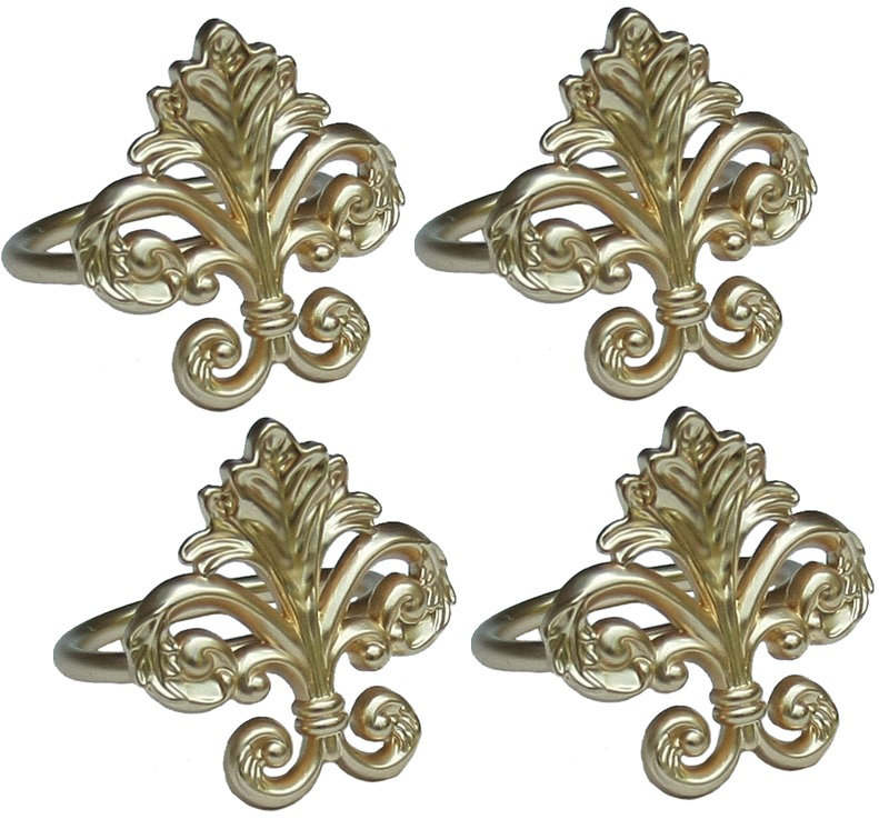 Fleur De Lis Metal Napkin Ring (Set of 4) Manor Luxe