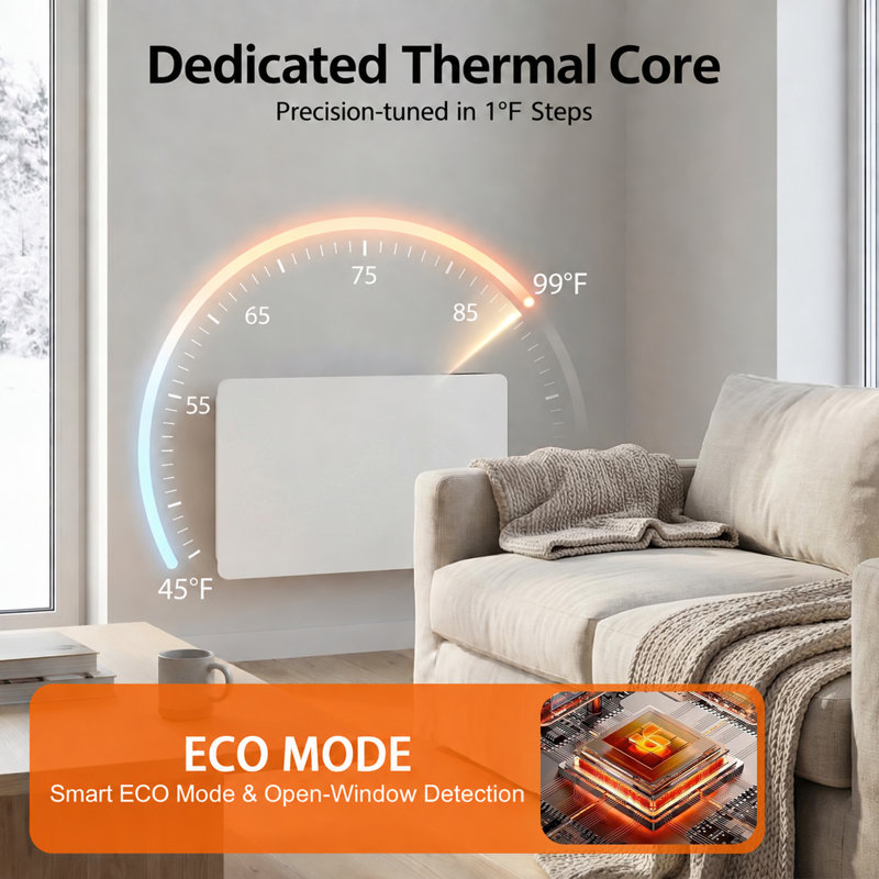 1500W Electric Panel Heater with Remote, Quiet Space Heater for Indoor Use, Wall Mounted & Freestanding Convection Heater, LCD Touch Screen & Temperature Adjustment, Energy Saving