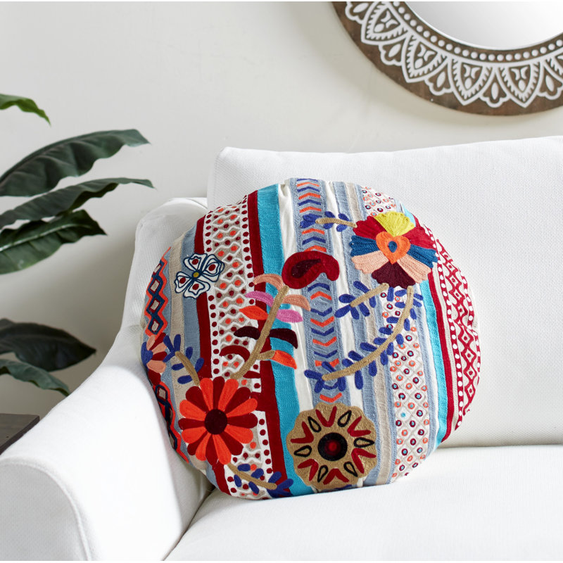 Floral Cotton Blend Throw Pillow