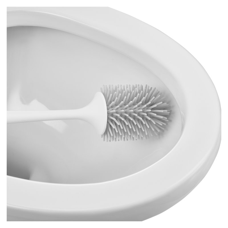 Modern Silicone Toilet Brush and Holder Set - Deep Cleaning Bowl Scrubber with Ventilated Stand for Bathroom Hygiene