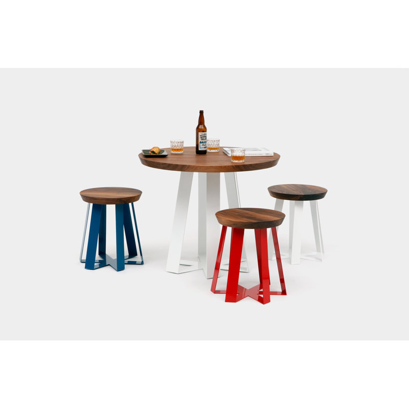 ARS Accent Stool, White, Walnut