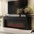 Black Solid Wood TV Cabinet Fireplace-118326184