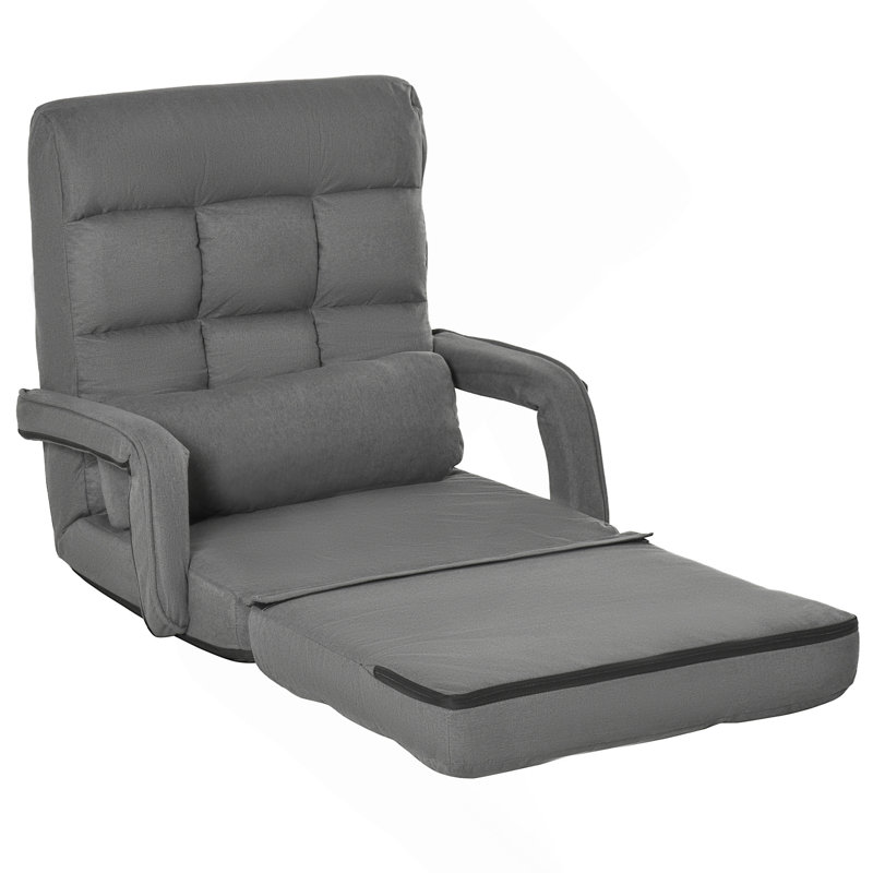 Canapé-lit convertible au sol, fauteuil inclinable rembourré avec coussin pour le salon et la chambre à coucher, gris
