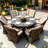 Northpoint 6 - Person Wicker Patio Dining Set with Round Table , Cushions Included-285065451-384513937