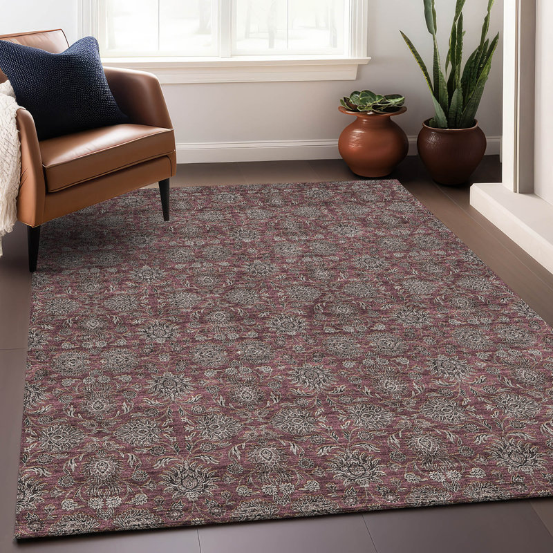 Premium Machine Washable Prisco Merlot Rug, Rectangle 5' x 7'6"