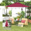 Parasol en porte-à-faux 9,5 pi avec sangle de vent, housse, UPF50 +, rouge