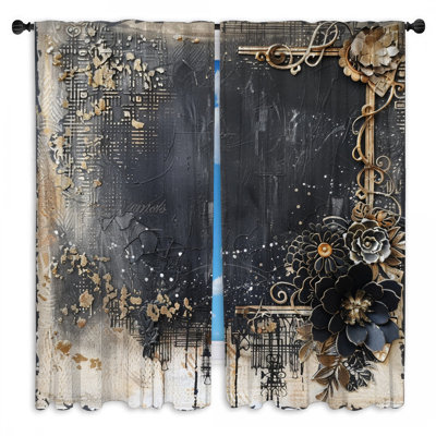Floral Window Curtains  Abstract Sheer & Room Darkening - 2 Panels