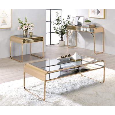 Armantine 3 - Piece Glass Top Living Room Table Set