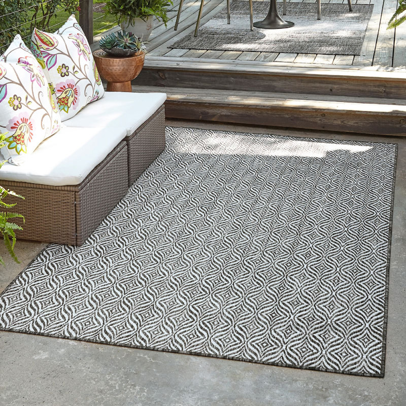 Outdoor Preen Area Rug Gray Color, Rectangle 9' x 12'