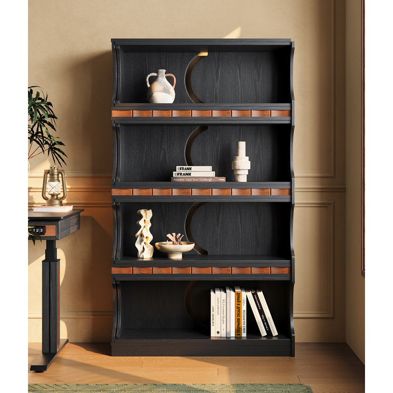 French-Style Retro Retractable Corner White Waxwood Storage Bookcase