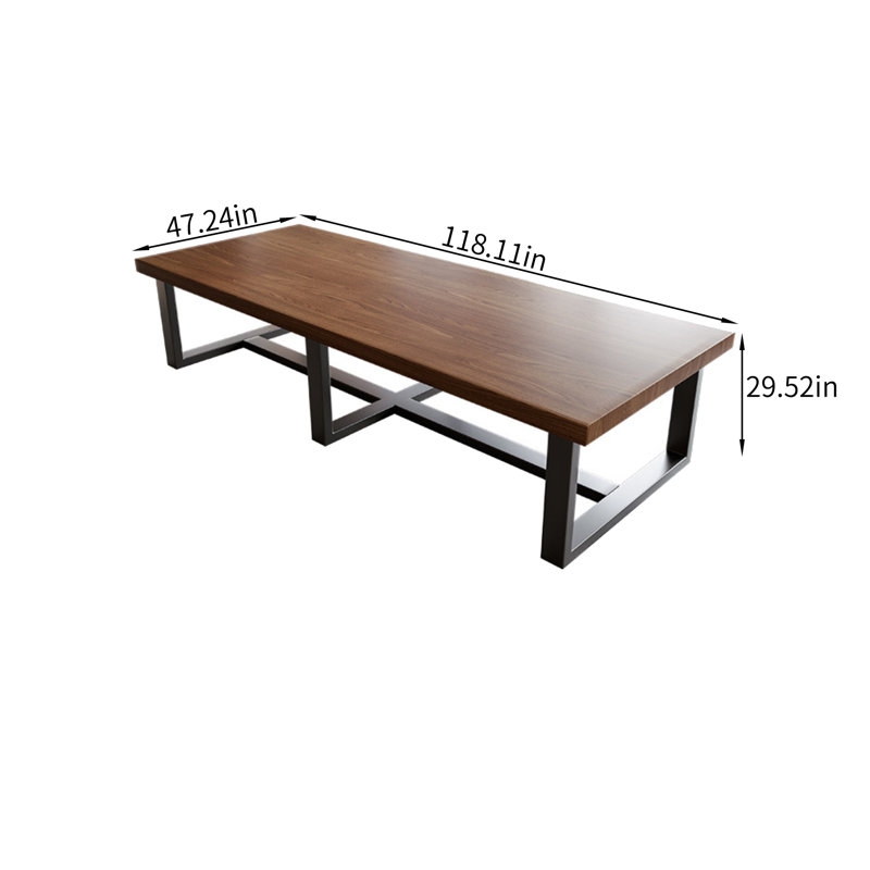 Table de conférence rectangulaire en bois massif brun noisette, 29.52" H x 118.11" L x 47.24" D