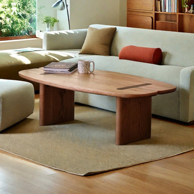 Table basse en bois massif avec motif trèfle