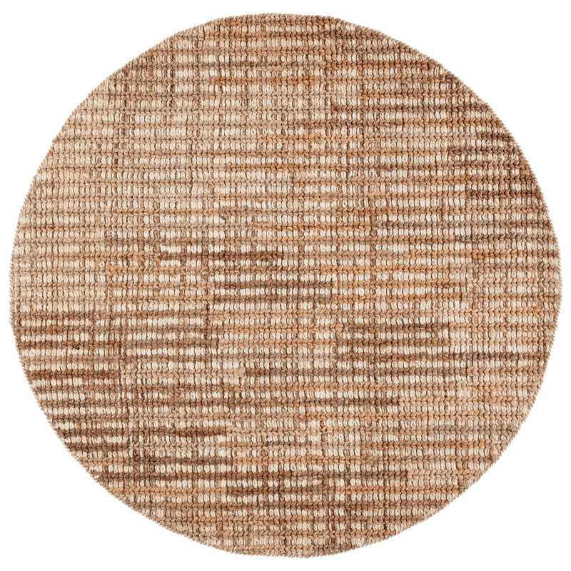 Tapis rayé en jute et en coton tissé à la main Ellport, Rond 6 pi