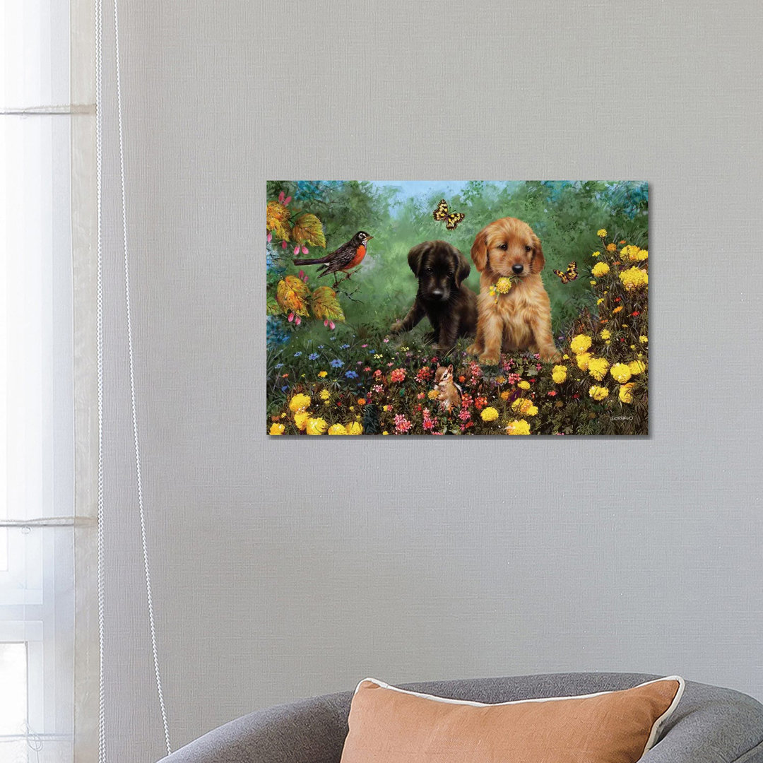 Labs in the Meadow by Giordano Studios - Wrapped Canvas Painting