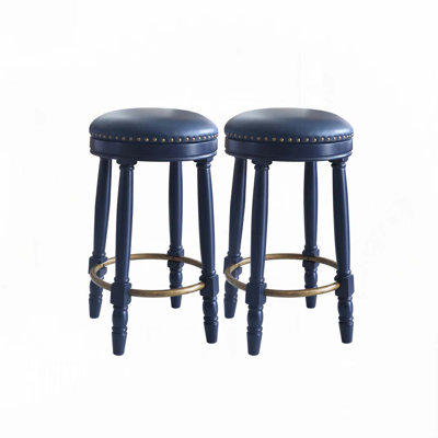 26" Counter Height, 360° Swivel Wooden Barstool
