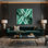 «Geometric Abstraction 25», art mural sur toile verte
