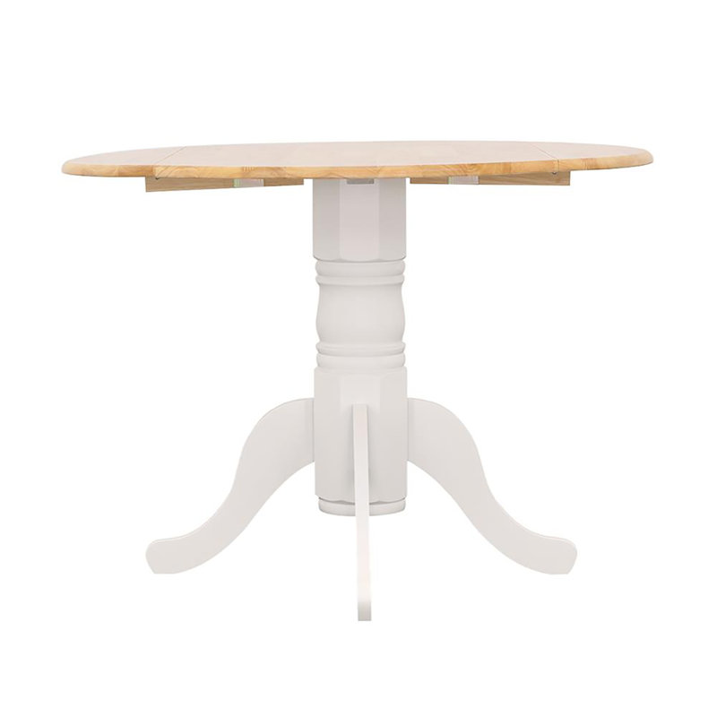 Table de salle à manger ronde naturelle brun et blanc avec abattant