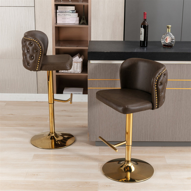 Tabourets pivotants avec hauteur de siège réglable, Brun