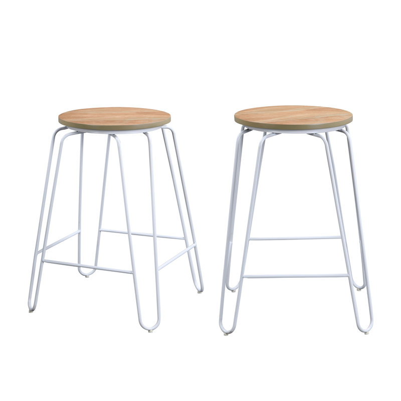 Counter Stool with Metal Frame, Elm, Counter Stool (24" Seat Height), Gold