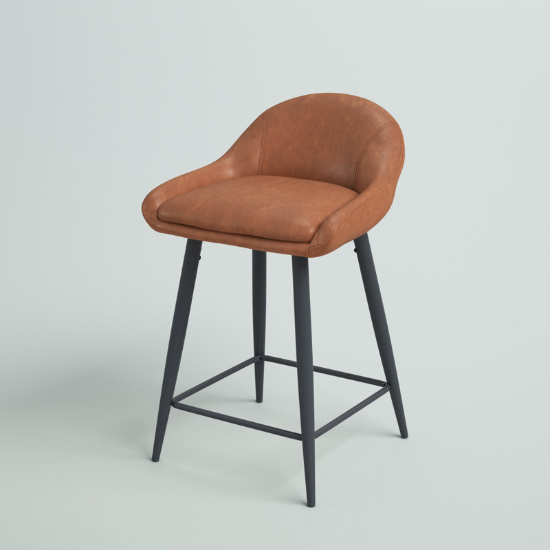 Hallam Upholstered Counter Stool with Metal Frame, Cigar