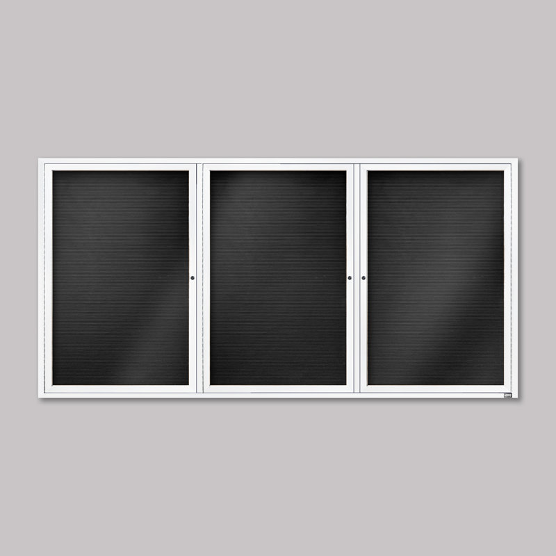 Tableau d'affichage mural fermé pour armoire d'annuaire, Blanc thermolaqué, Trois, H 48 po x l 96 po