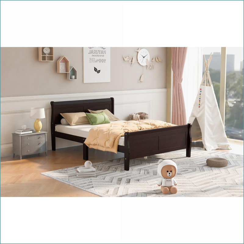 Base de lit plateforme en bois pour grand lit - aucun sommier nécessaire, capacité de 400 lb, espresso pour la chambre principale