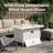 43" Aluminum Rectangular Propane Fire Pit Table with Wind Guard & Cover, White-14634069