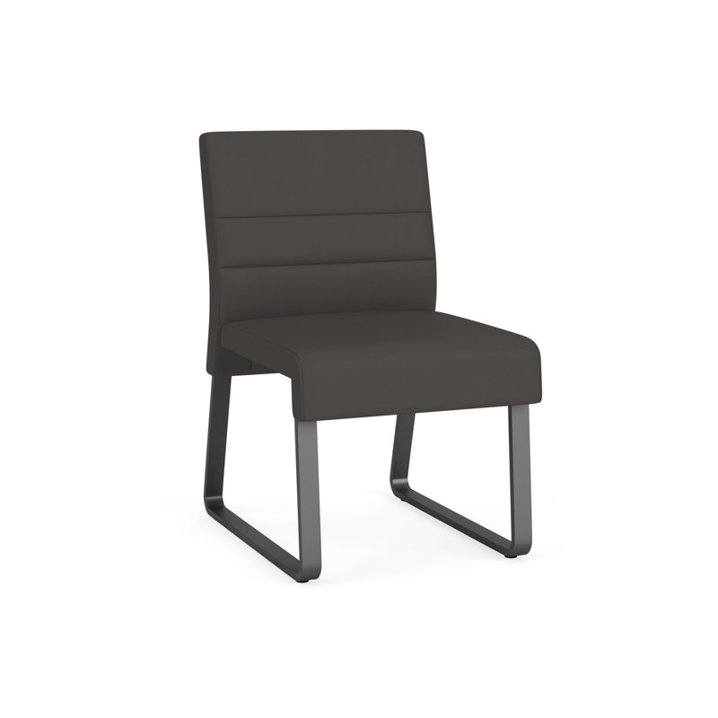 Chaise d'invité sans accoudoirs Waterfall, Gris anthracite, Vinyle gris anthracite Patriot Plus