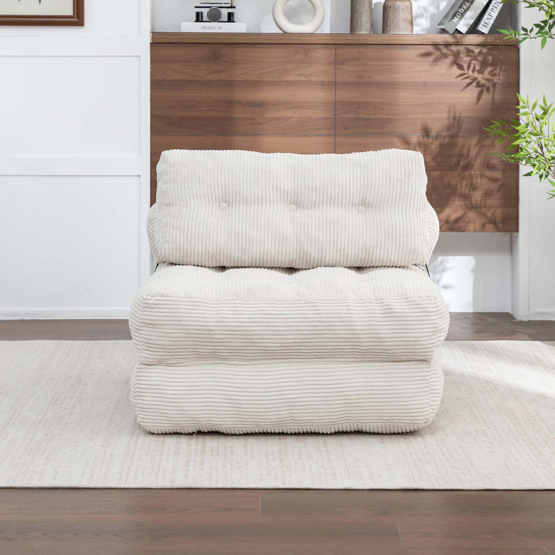 Canapé-lit pliant polyvalent convertible et confortable, Velours côtelé beige