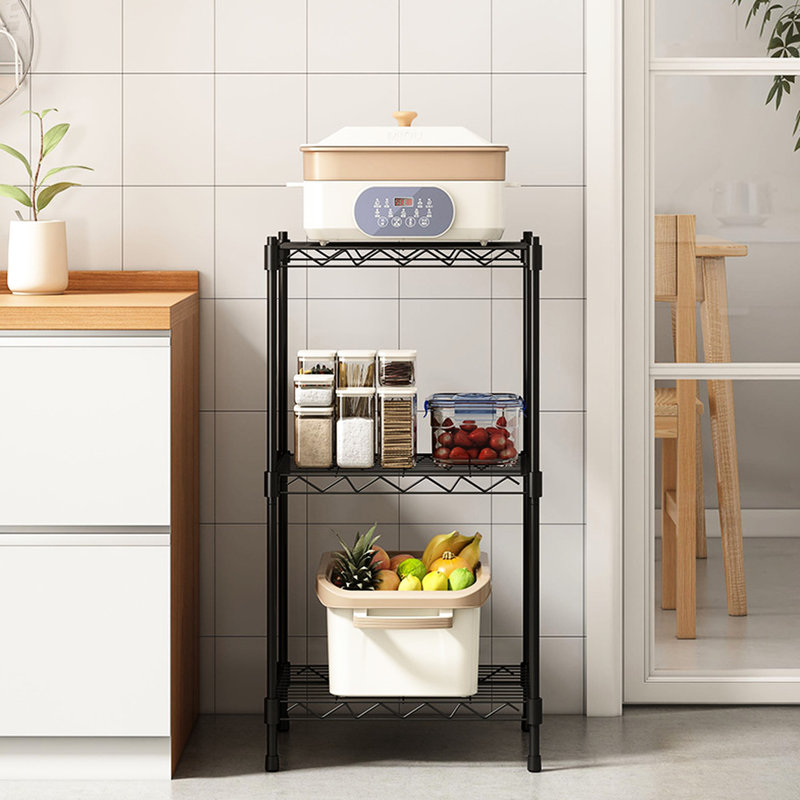 Unité de rangement en métal à 3 niveaux pour salle de bain et buanderie, réglable, 24,21 po de hauteur, conception américaine, petite étagère à cadre, garde-manger, profondeur 18,02 po, affichage vertical, assemblage facile