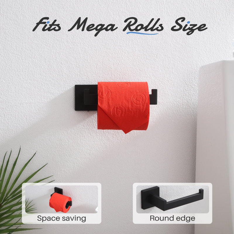 6-Piece Bathroom Towel Holder Set, Matte Black