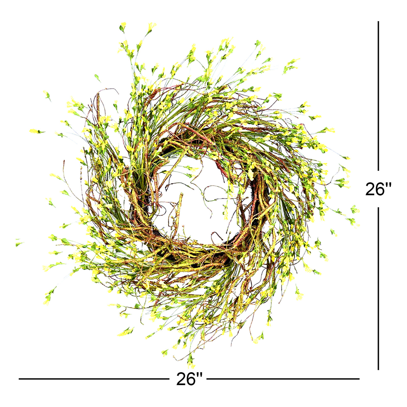26" Wildflower Spring Front Door Wreath, Yellow