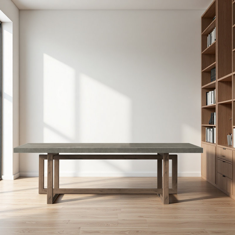 Bureau rectangulaire en bois massif imitation ciment