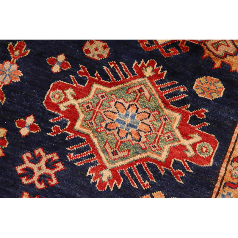 Tapis bleu marine / rouge / beige en laine noué à la main Pacian