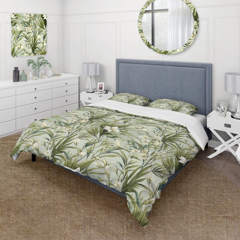 Ensemble de housse de couette Tropical Zen Bamboo, Housse de couette pour très grand lit et 2 très