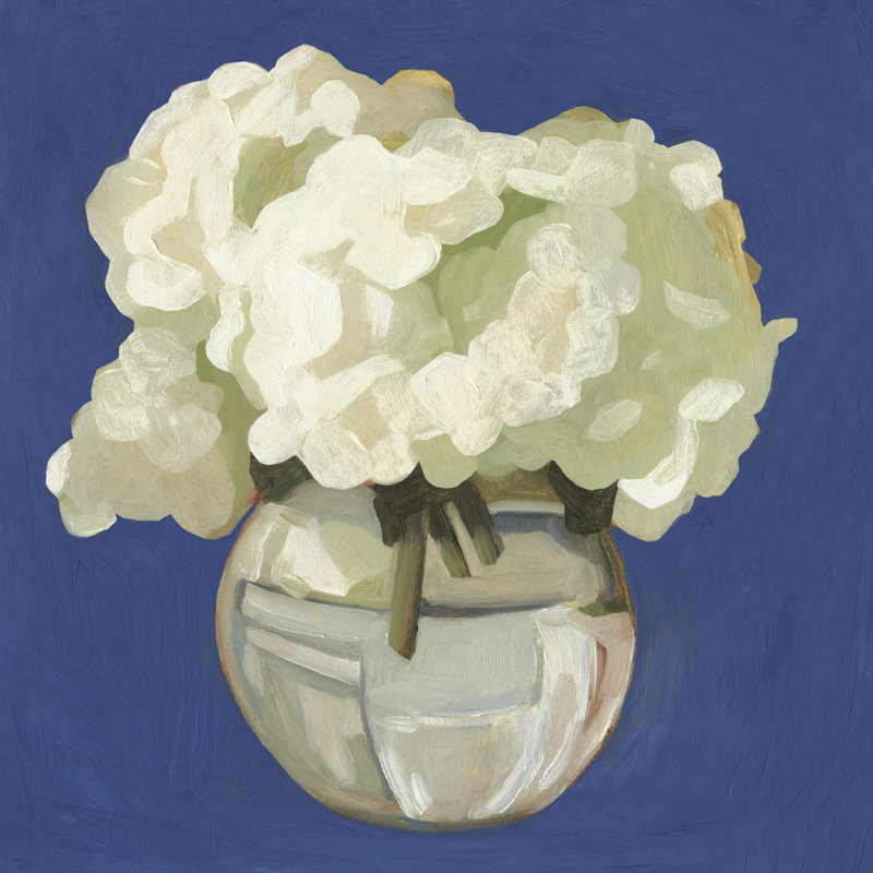 White Hydrangeas I by Emma Scarvey - Wrapped Canvas Painting, 91cm H x 91cm W