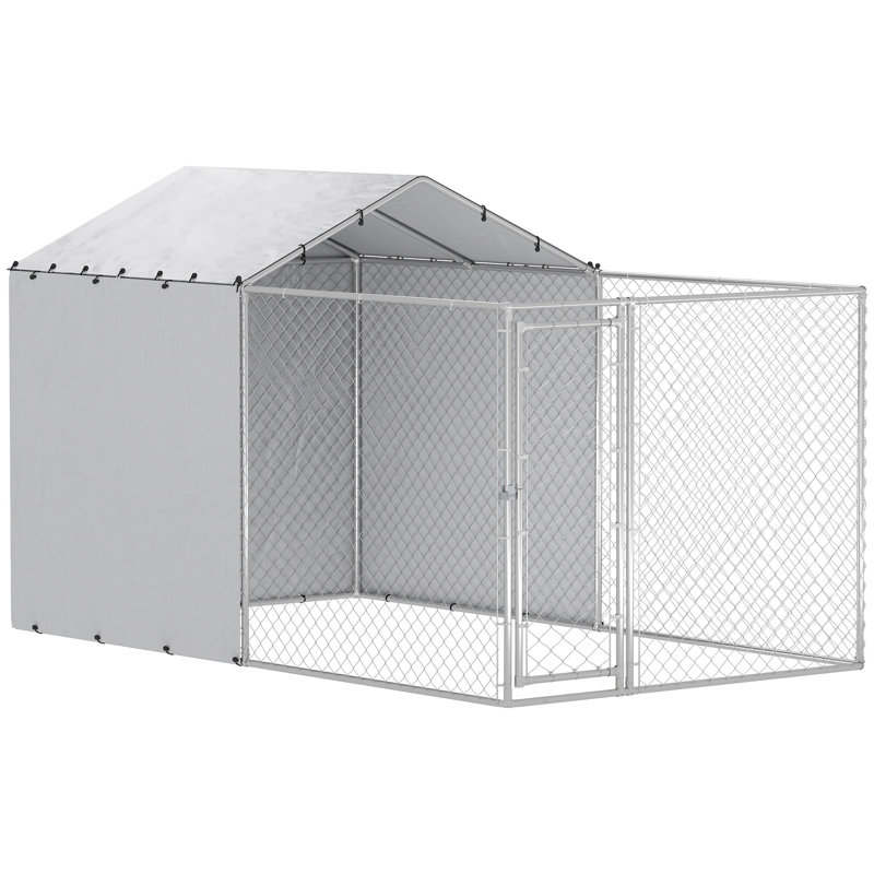Chenil d'extérieur pour chien avec housse, H 90,60 po x l 157,50 po