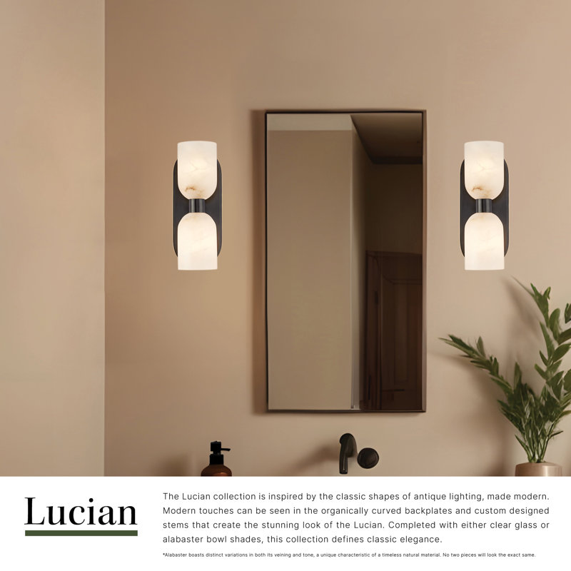 Lucian 2 - Light Bath Bar, Alabaster/Polished Nickel