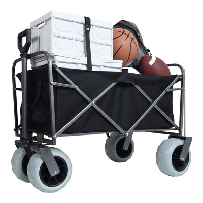 Minimeetall Beach Utility Cart with 9" Pneumatic Tires - 500lbs Capacity & All Terrain Steel Frame
