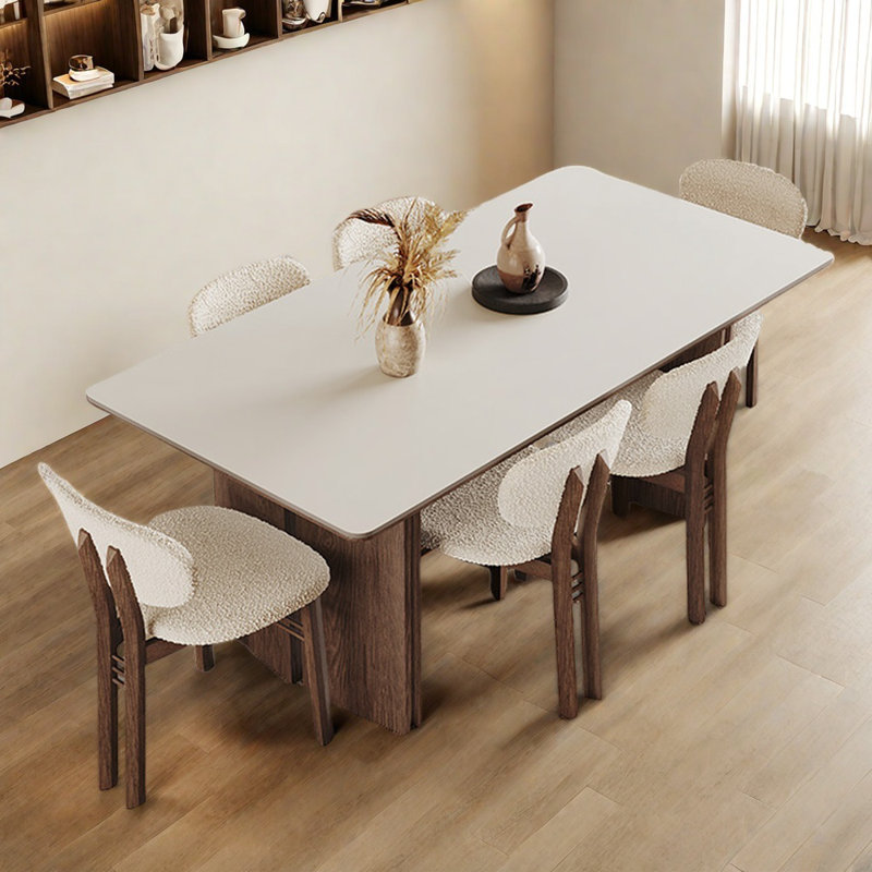 Rectangular pure white dining table, 29.52"H x 70.86"L x 35.43"W