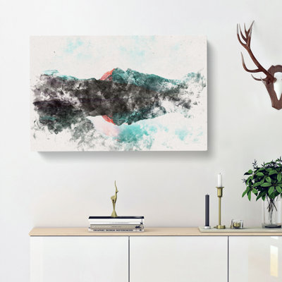 Mountain Reflection in France Watercolour - Wrapped Canvas
