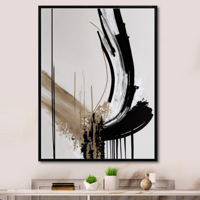 Golden Minimalist Abstract IV - impressions sur toile abstraites, H 32 po x l 24 po x P 1 po, Toile avec cadre flottant noir