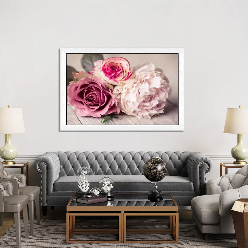 Bouquet by Symposium - Print on Canvas, 152.5 cm H x 101.5 cm W, White Framed