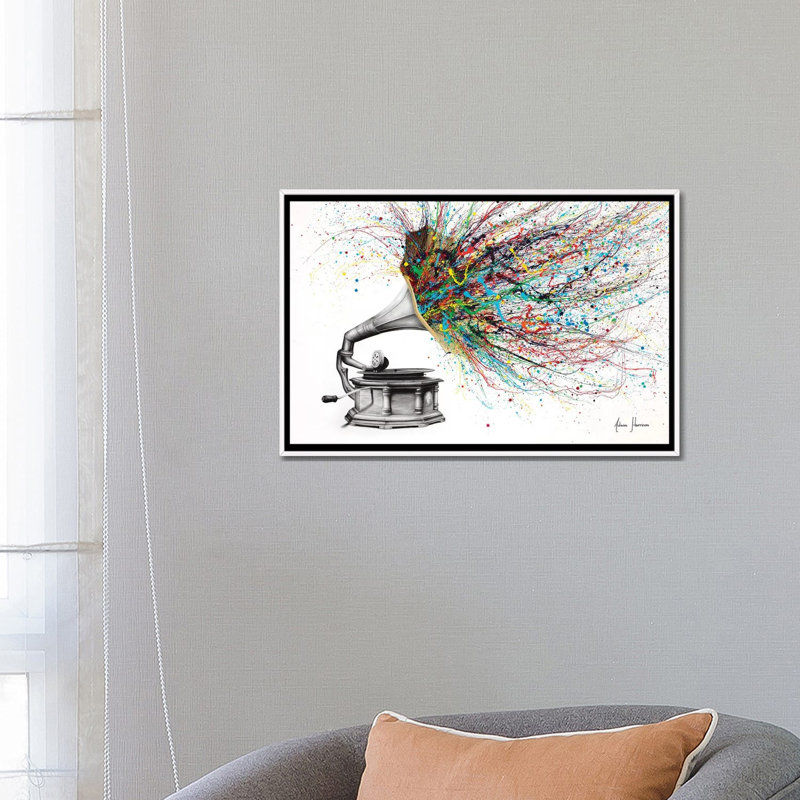 " Radical Rhapsody " by Ashvin Harrison, 18" H x 26" W x 1.5" D, White Floater Framed Canvas, No